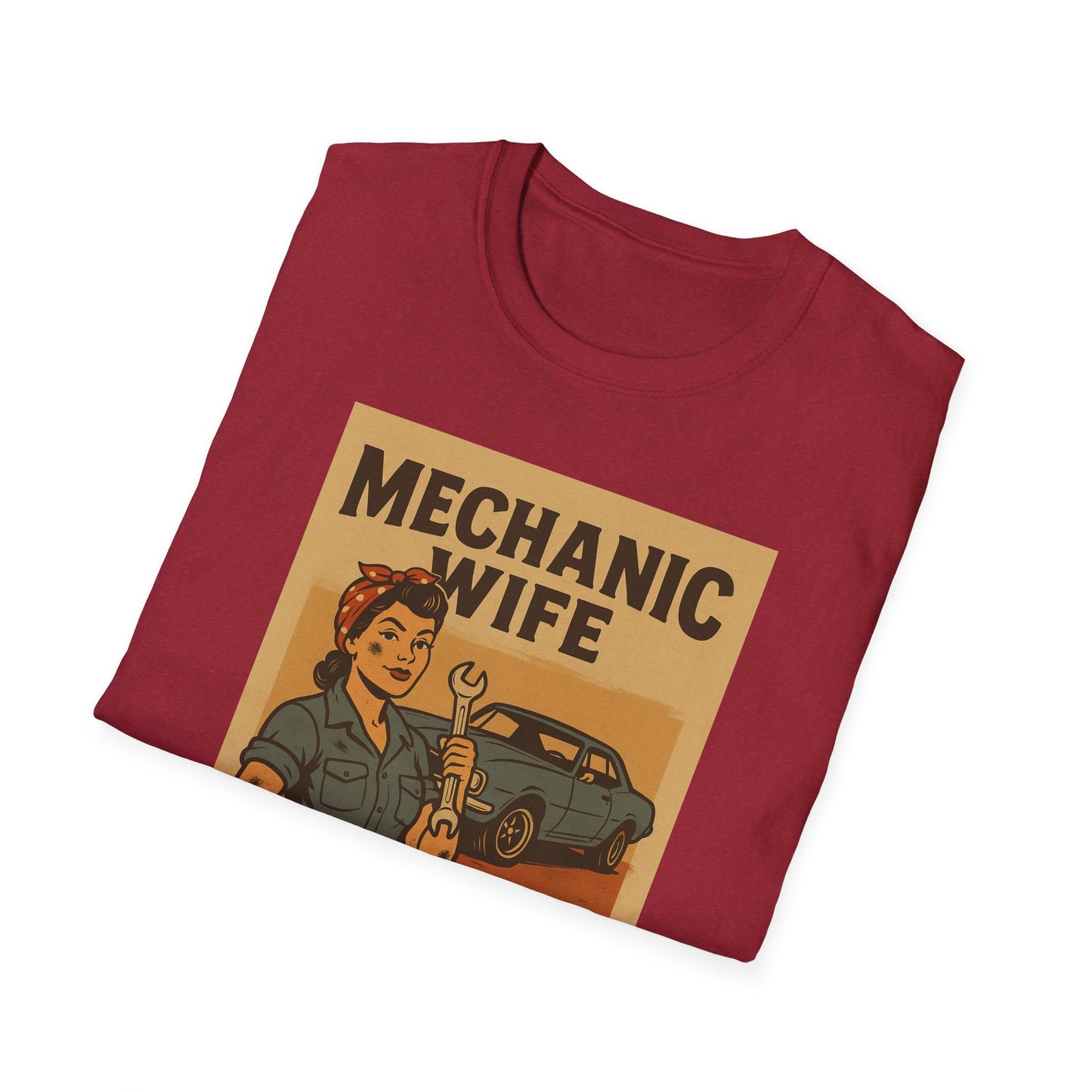Mechanic Wife T-Shirt – Grease-Stained, Heart-Claimed! (Vintage Retro Style)