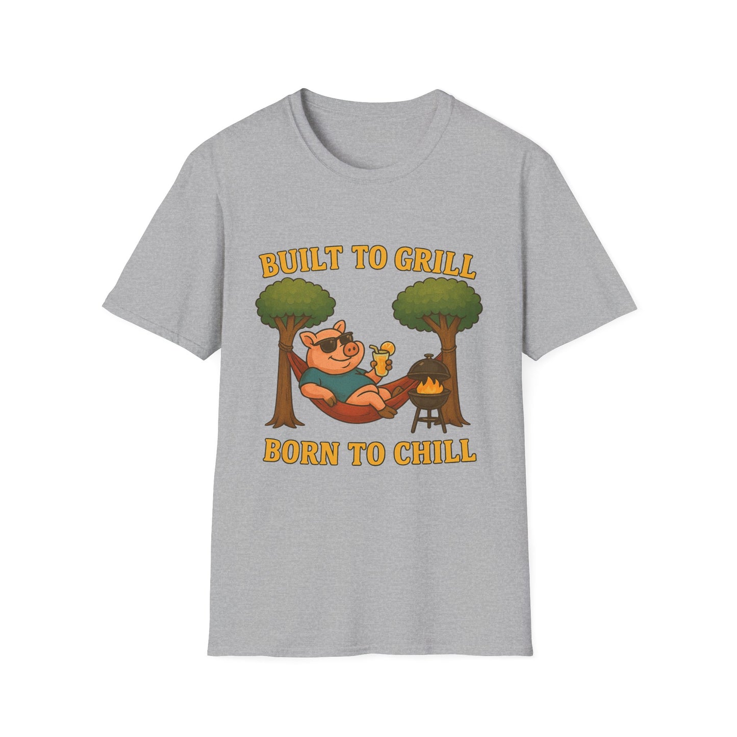 Funny BBQ T-Shirt, Built to Grill Born to Chill Tee, Grilling Shirt, Summer Cookout Apparel, Gift for BBQ Lovers