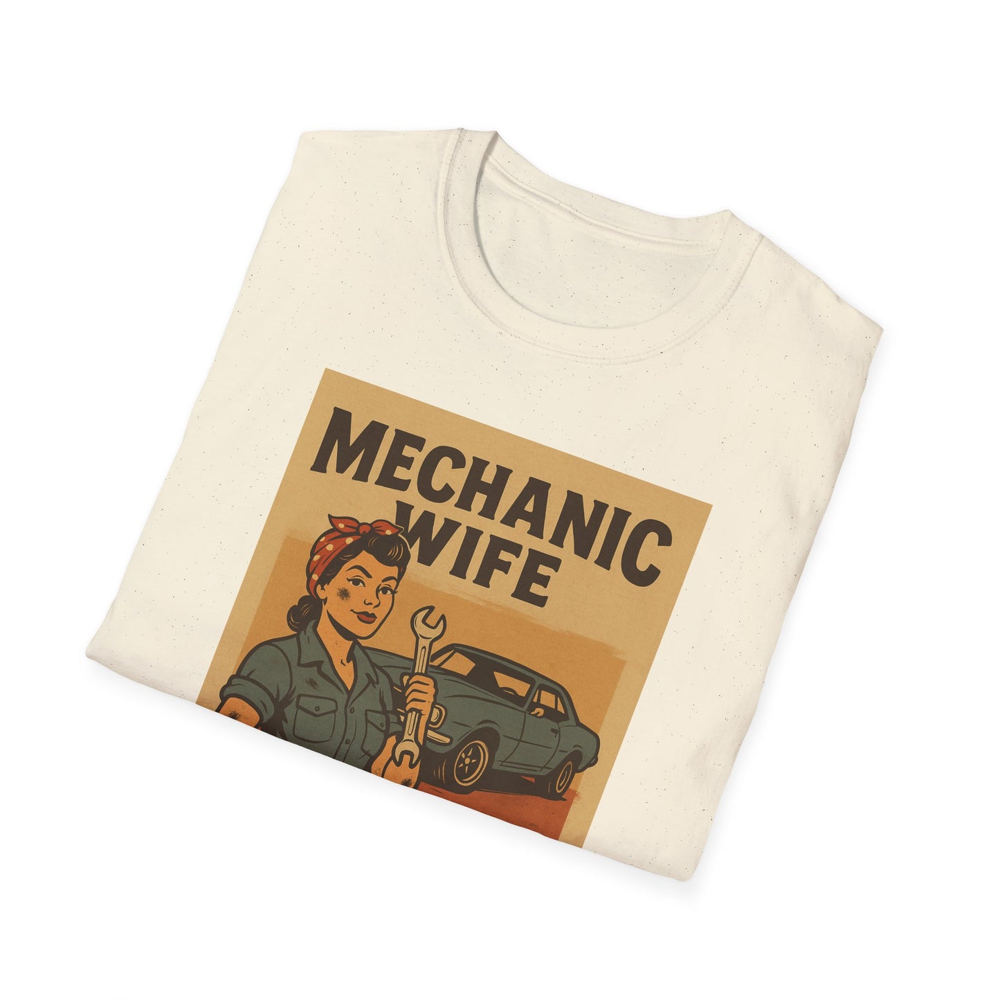 Mechanic Wife T-Shirt – Grease-Stained, Heart-Claimed! (Vintage Retro Style)
