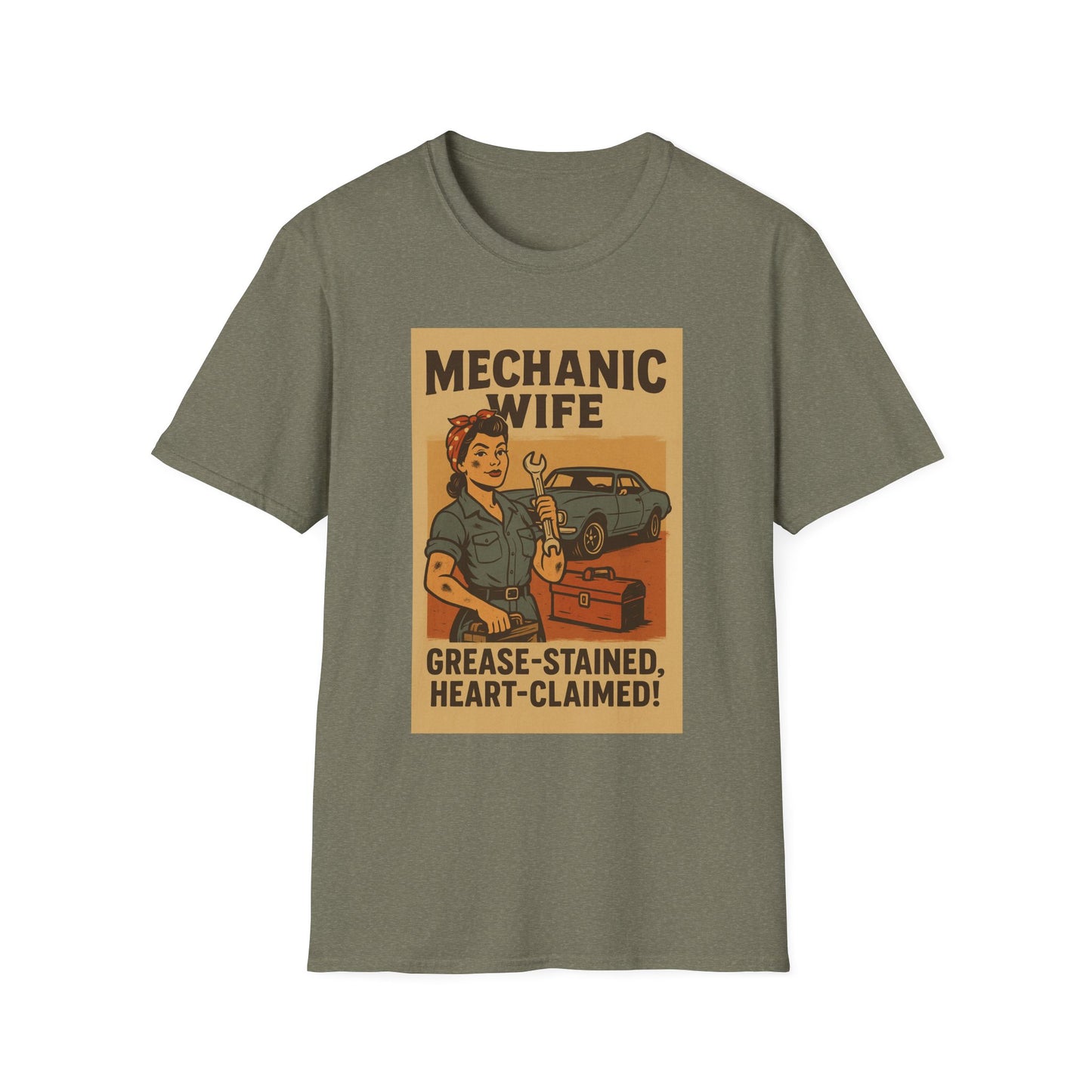 Mechanic Wife T-Shirt – Grease-Stained, Heart-Claimed! (Vintage Retro Style)
