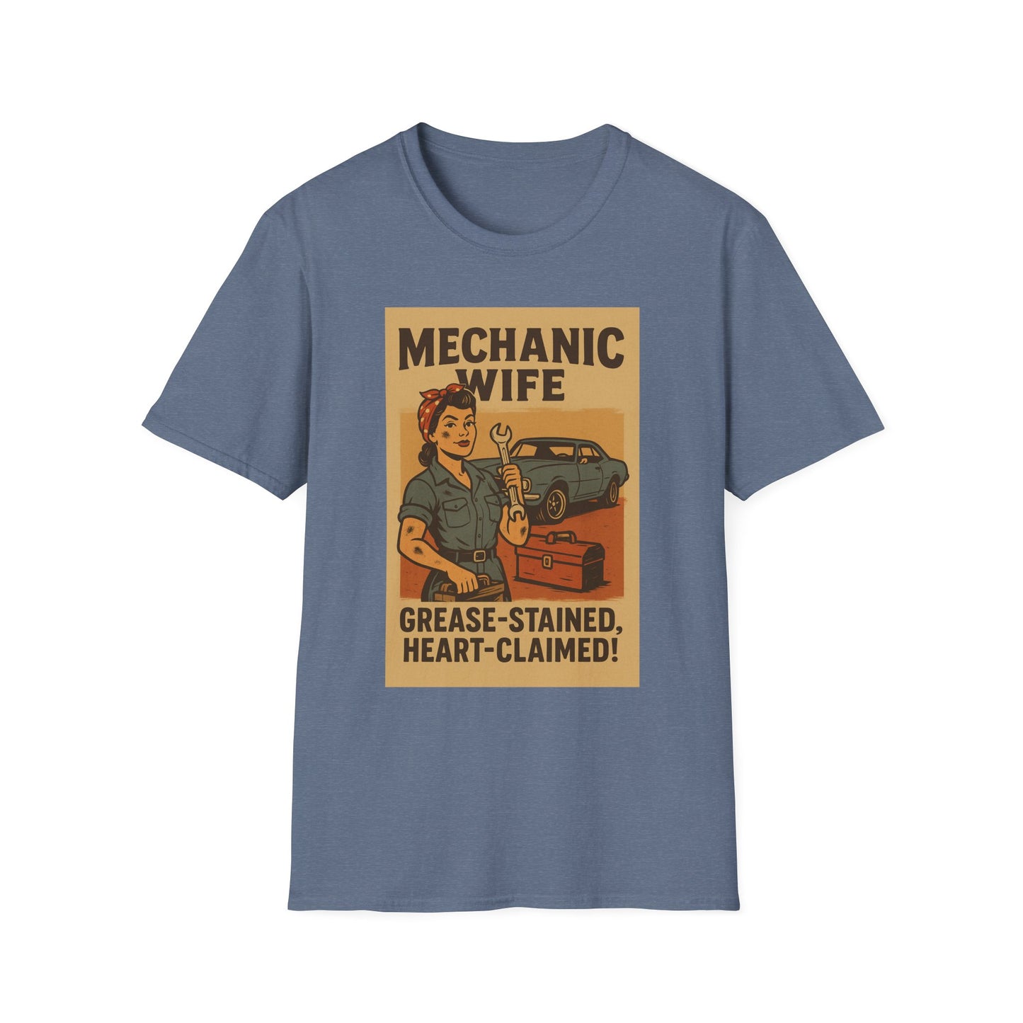 Mechanic Wife T-Shirt – Grease-Stained, Heart-Claimed! (Vintage Retro Style)