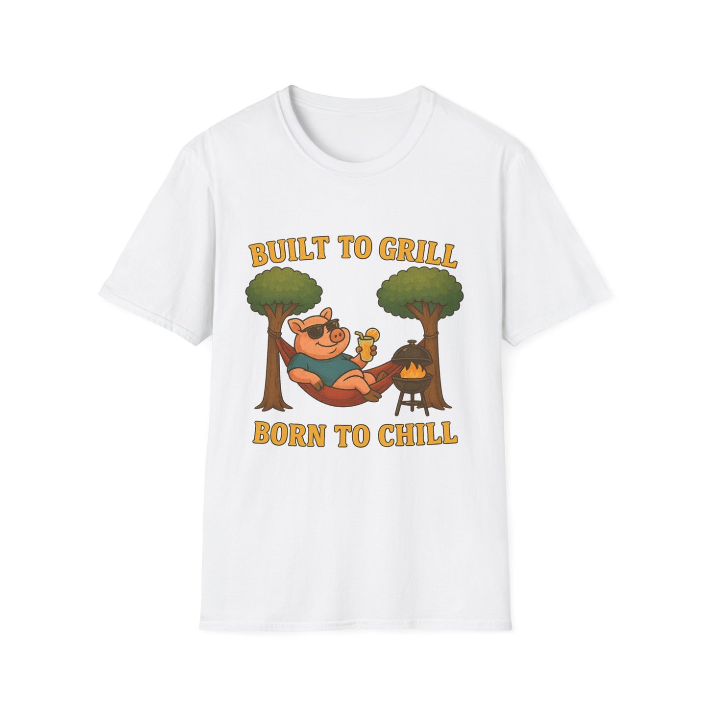 Funny BBQ T-Shirt, Built to Grill Born to Chill Tee, Grilling Shirt, Summer Cookout Apparel, Gift for BBQ Lovers