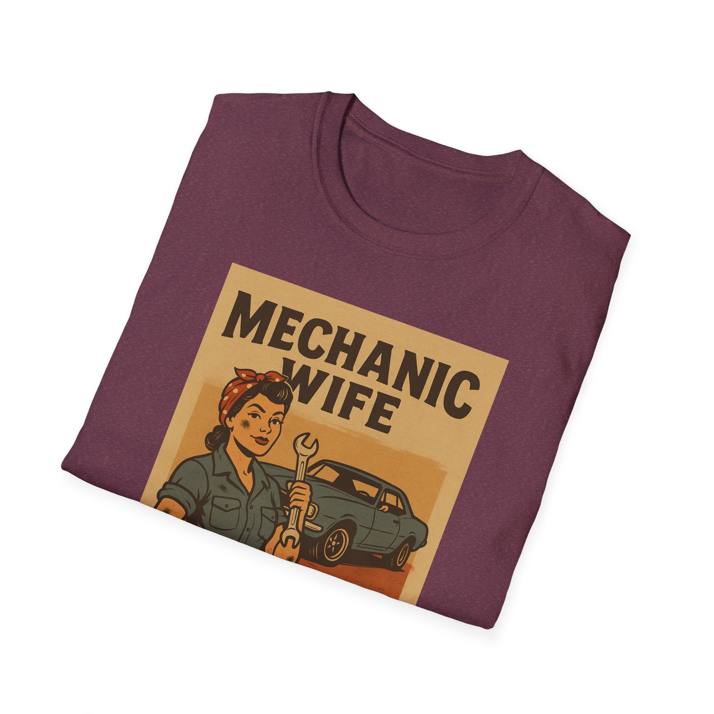 Mechanic Wife T-Shirt – Grease-Stained, Heart-Claimed! (Vintage Retro Style)