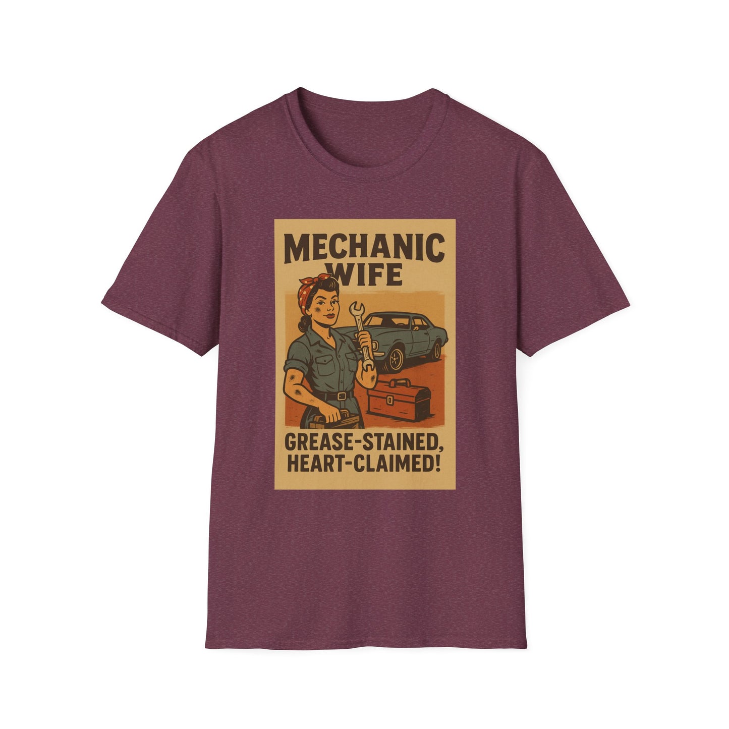 Mechanic Wife T-Shirt – Grease-Stained, Heart-Claimed! (Vintage Retro Style)