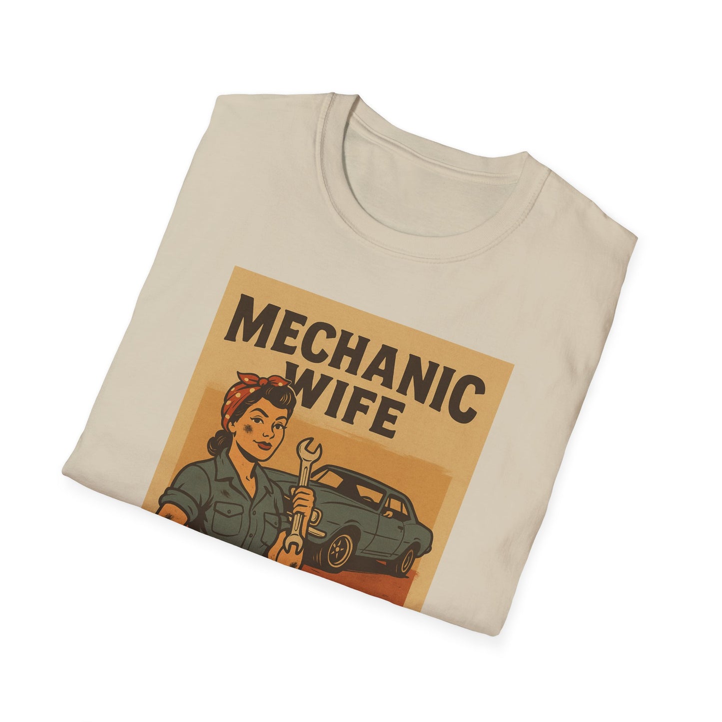 Mechanic Wife T-Shirt – Grease-Stained, Heart-Claimed! (Vintage Retro Style)