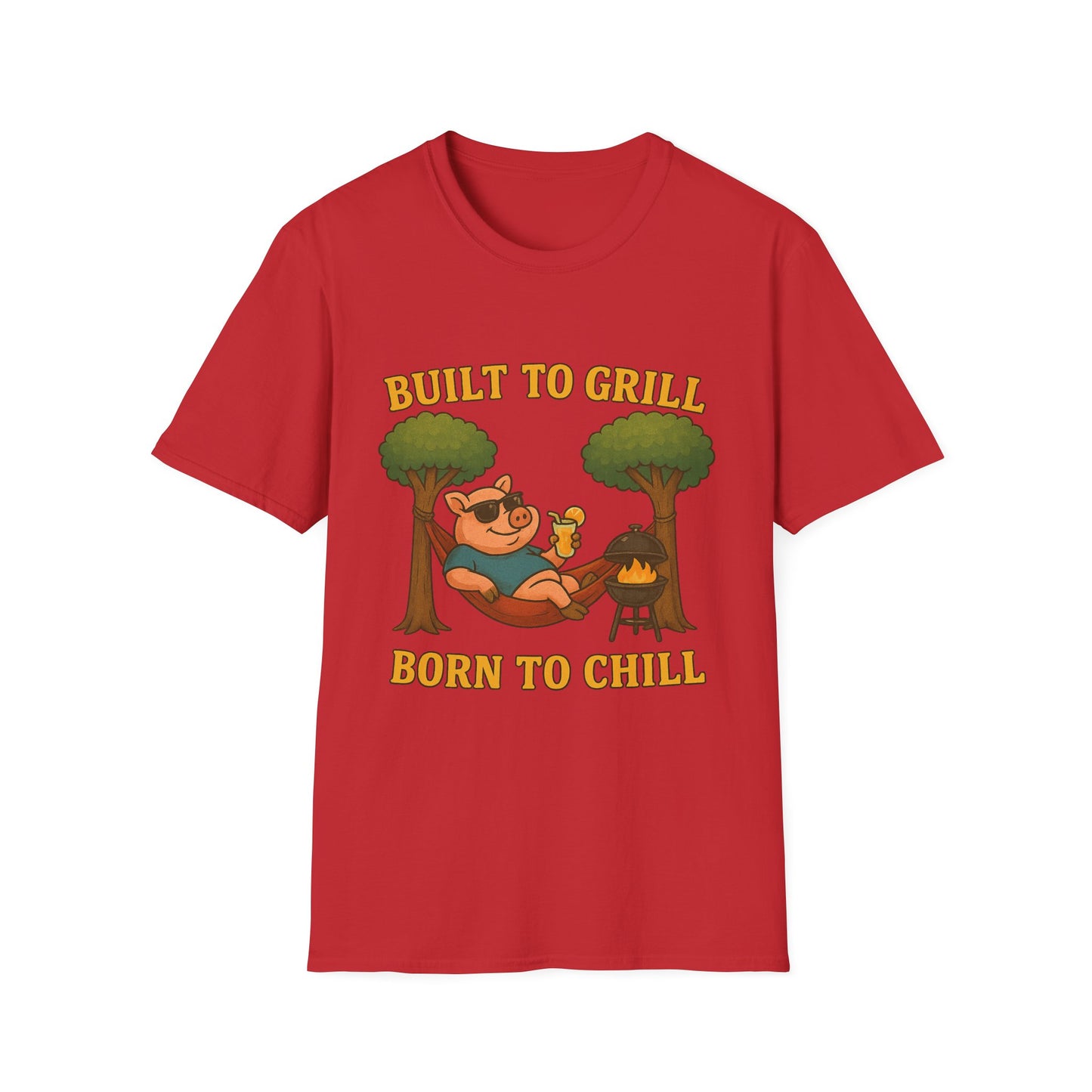 Funny BBQ T-Shirt, Built to Grill Born to Chill Tee, Grilling Shirt, Summer Cookout Apparel, Gift for BBQ Lovers