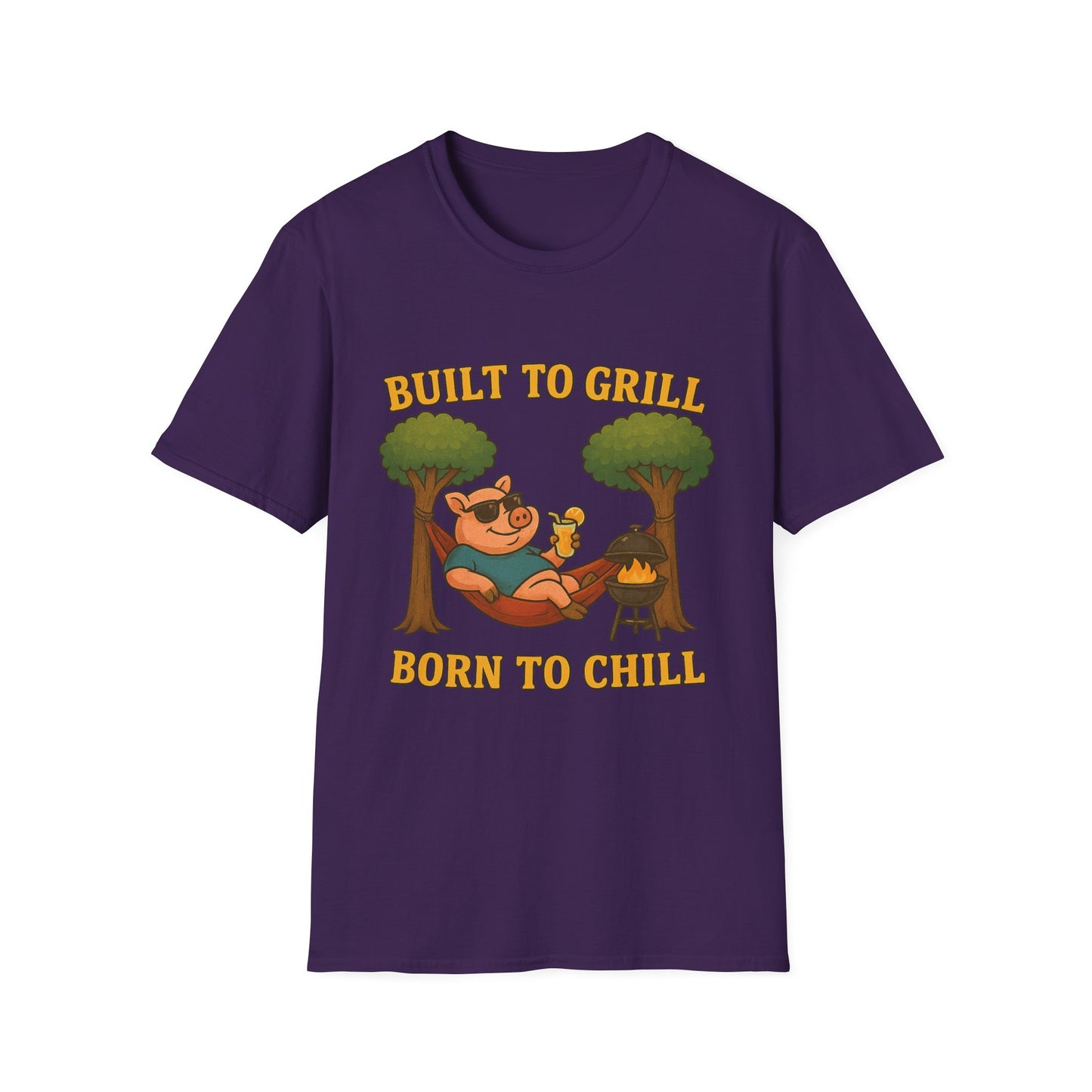 Funny BBQ T-Shirt, Built to Grill Born to Chill Tee, Grilling Shirt, Summer Cookout Apparel, Gift for BBQ Lovers