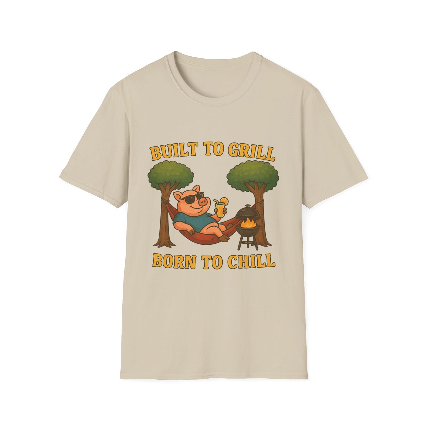 Funny BBQ T-Shirt, Built to Grill Born to Chill Tee, Grilling Shirt, Summer Cookout Apparel, Gift for BBQ Lovers