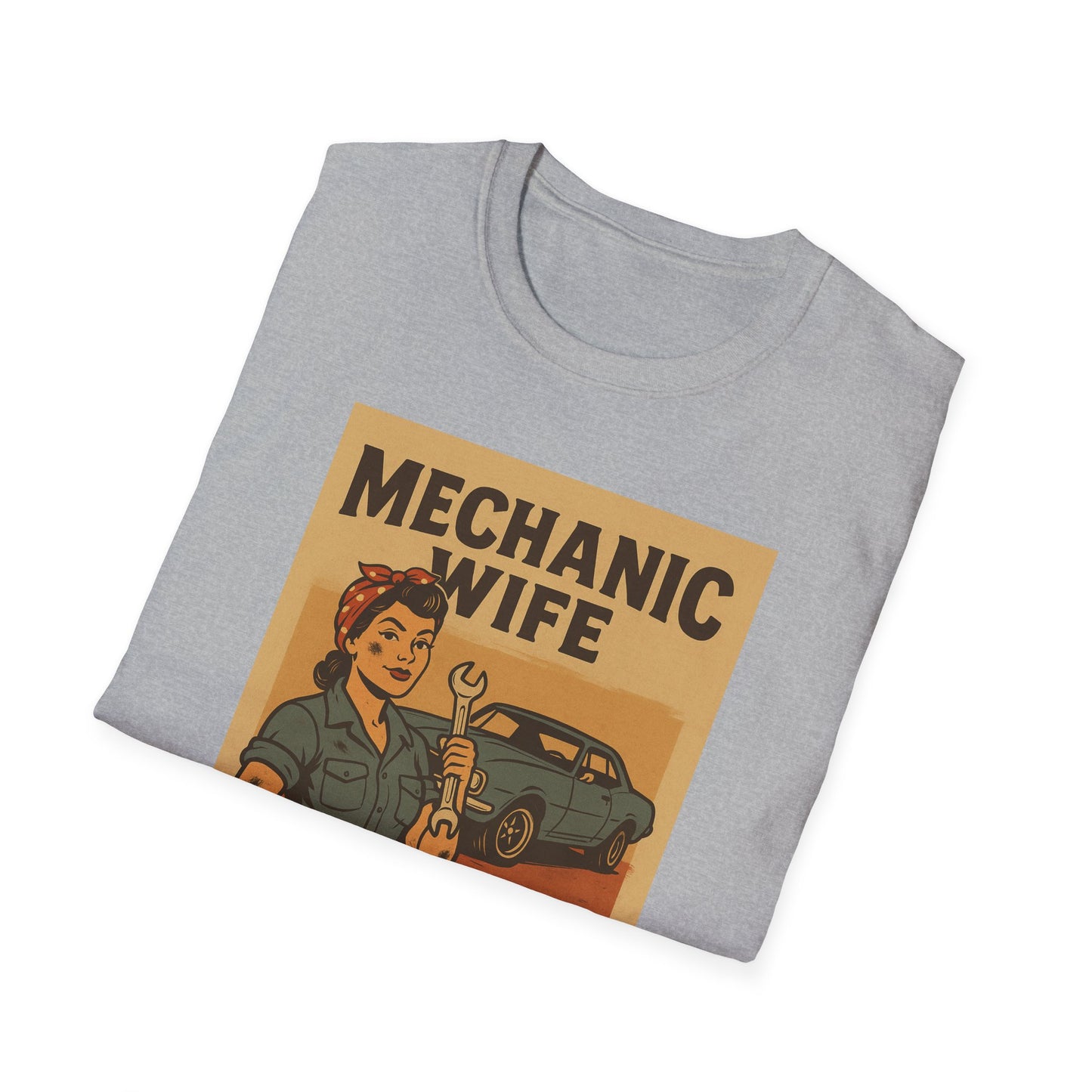 Mechanic Wife T-Shirt – Grease-Stained, Heart-Claimed! (Vintage Retro Style)