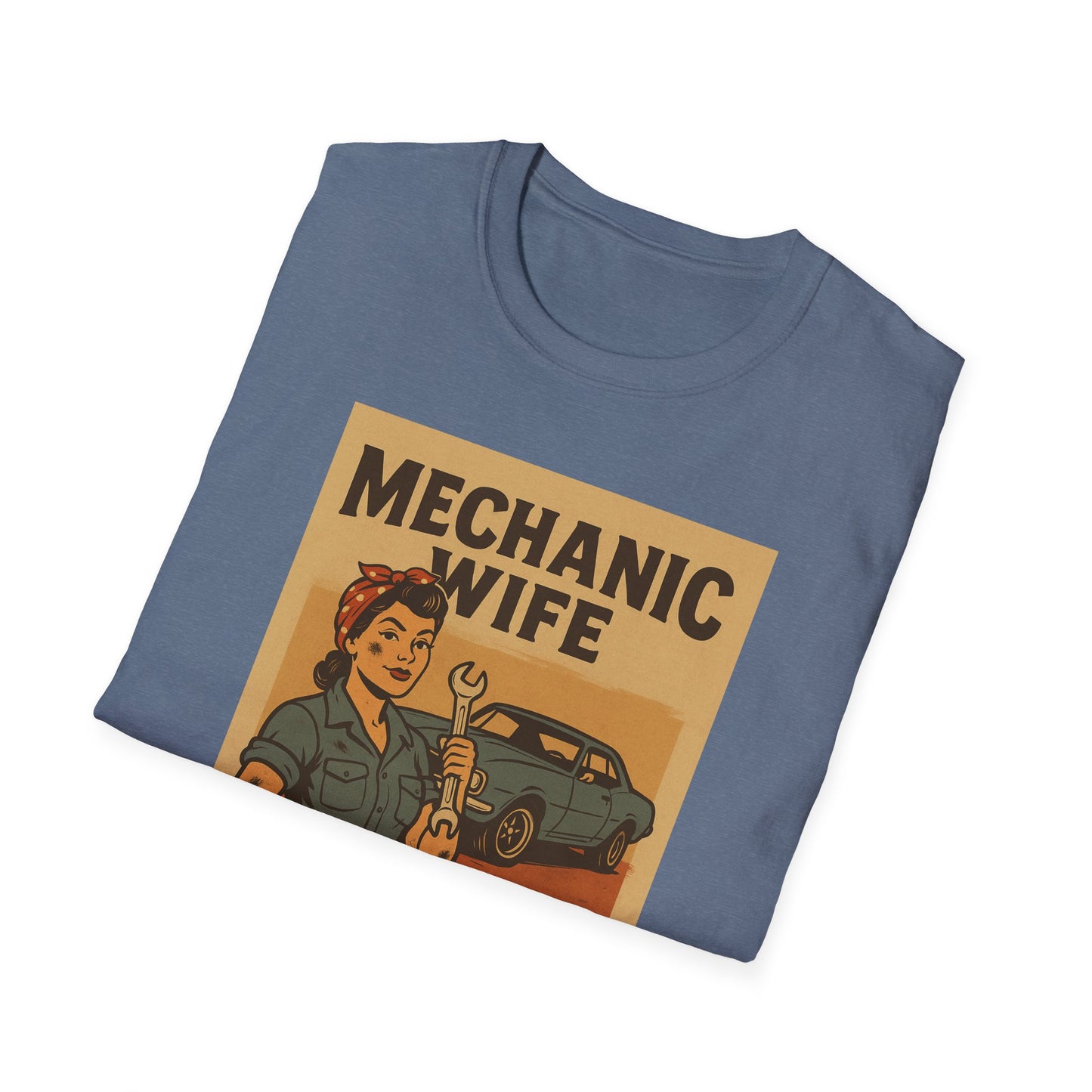Mechanic Wife T-Shirt – Grease-Stained, Heart-Claimed! (Vintage Retro Style)