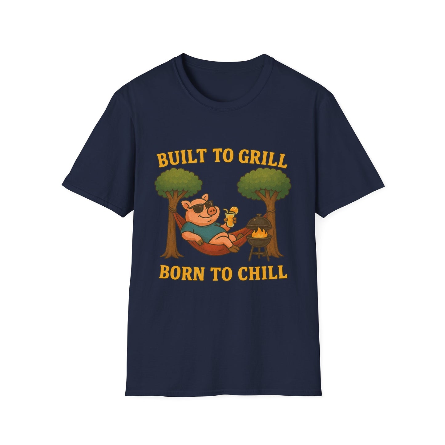 Funny BBQ T-Shirt, Built to Grill Born to Chill Tee, Grilling Shirt, Summer Cookout Apparel, Gift for BBQ Lovers