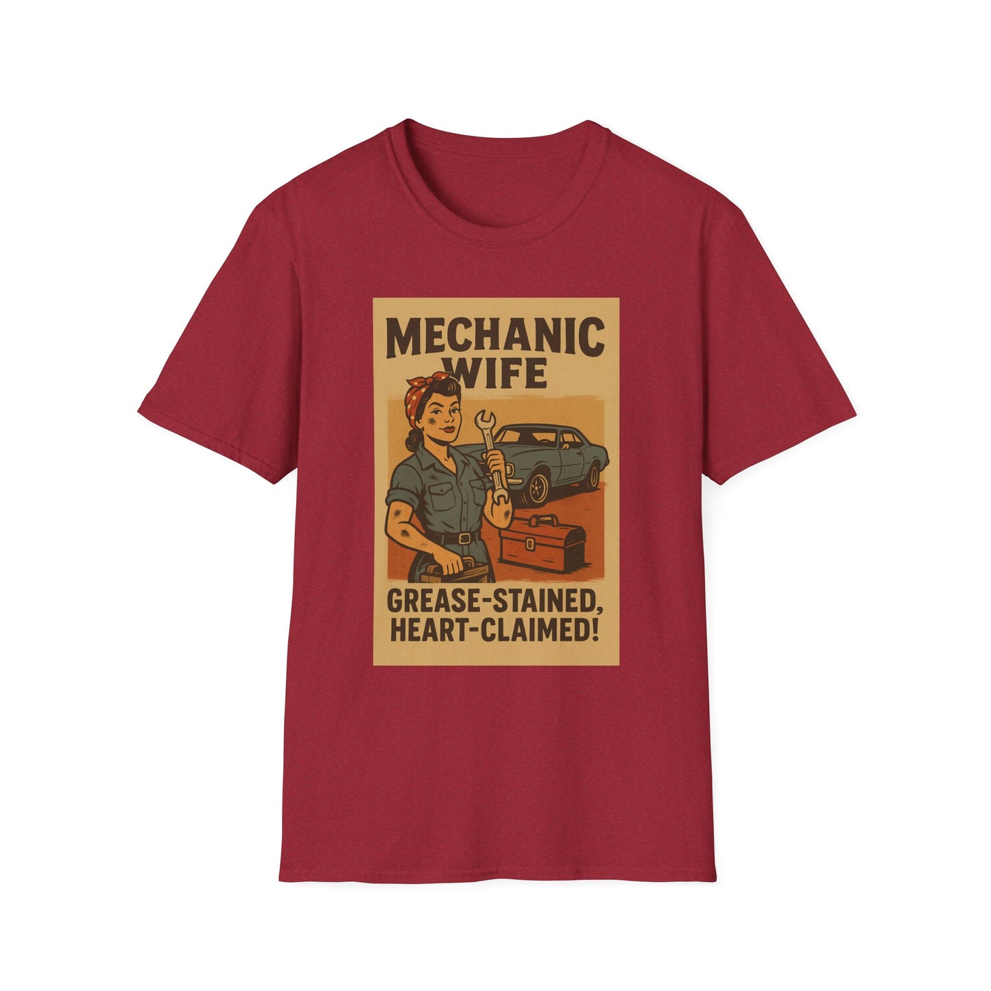 Mechanic Wife T-Shirt – Grease-Stained, Heart-Claimed! (Vintage Retro Style)