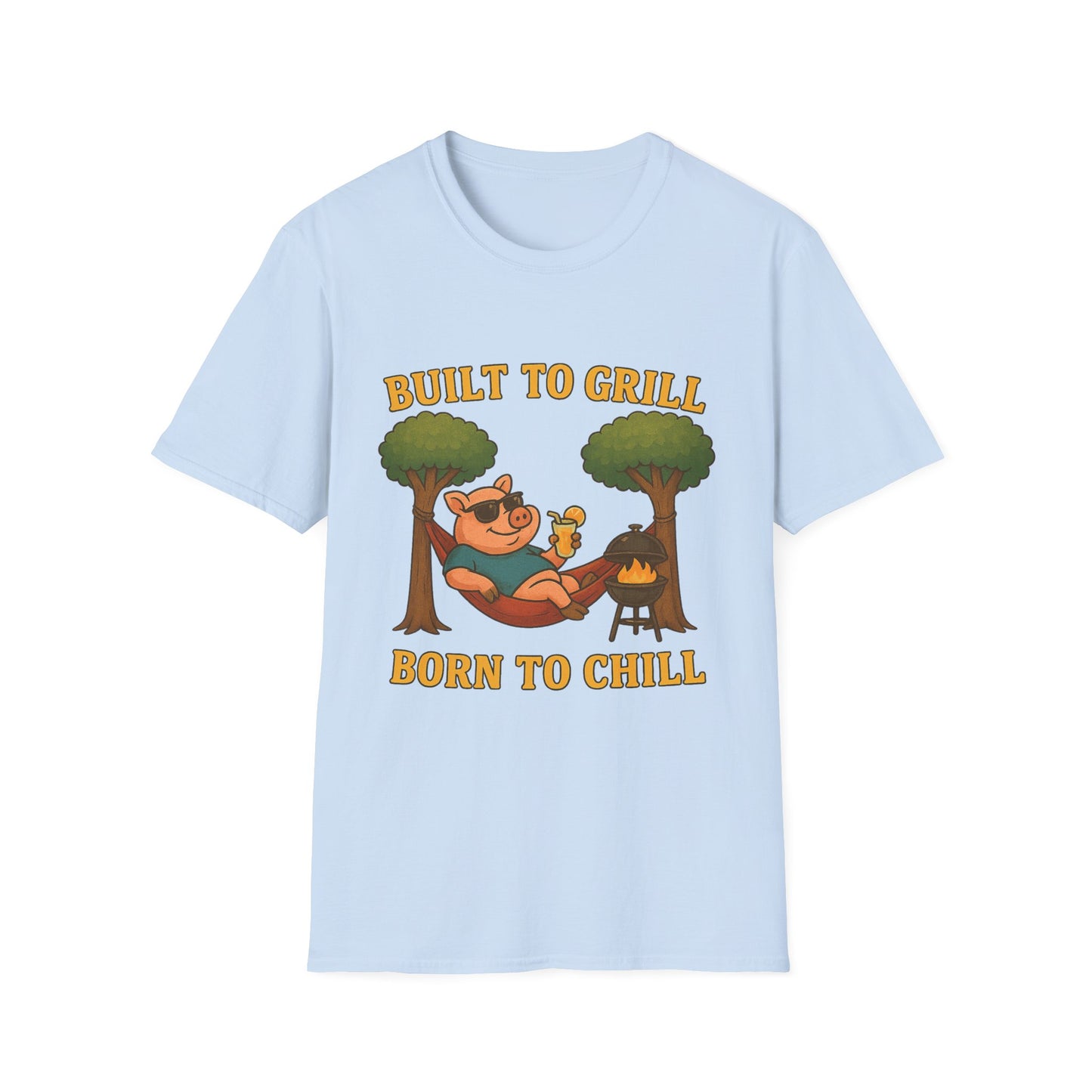 Funny BBQ T-Shirt, Built to Grill Born to Chill Tee, Grilling Shirt, Summer Cookout Apparel, Gift for BBQ Lovers