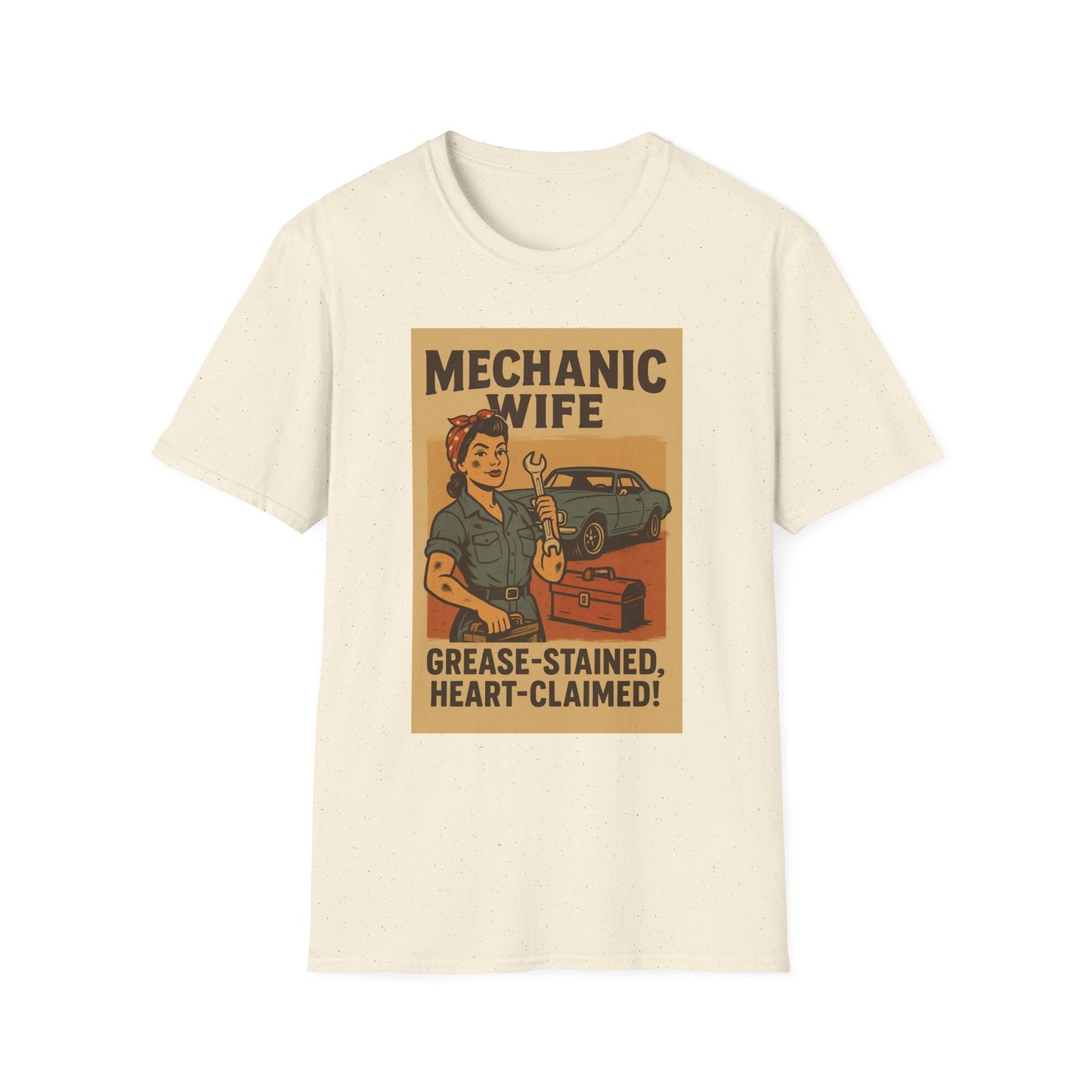 Mechanic Wife T-Shirt – Grease-Stained, Heart-Claimed! (Vintage Retro Style)